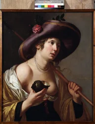 „Portret Granidy” Postać Granidy trzymająca muszlę, której używa do picia wody, którą daje jej pasterz Daifilo. Na podstawie sztuki „Granida” Pietera Corneliszoon Hoofta. Obraz Jana van Bylerta (1598-1671) Muzeum Zbiorów
