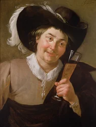 Portret mężczyzny trzymającego kieliszek wina