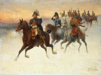 Marszałek Ney i Napoleon i ich wojska podczas kampanii rosyjskiej (olej na płótnie)