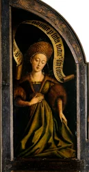 Ołtarz Gandawski. Adoracja Mistycznego Baranka: Sybilla Kumejska, 1432.