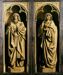 Ołtarz Gandawski. Adoracja Mistycznego Baranka: Jan Chrzciciel i Jan Ewangelista, 1432