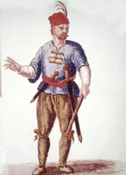 Galeria w XVIII wieku. Rysunek akwarelowy i tusz z rękopisu „Zwyczajności Wenecjan” Jana van Grevenbroecka (lub Giovanniego Grevembrocha (Grevenbrocha) (1731-1807)