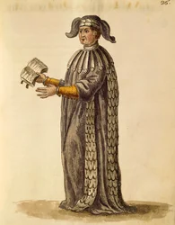 Szata lekarska, Jan van Grevenbroeck lub Giovanni Grevembroch (1731-1807), Gli Abiti de Veneziani, z ilustrowanej księgi kostiumów, akwarela