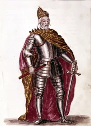 Doża Sebastiano Venier (1577 - 1578). Rysunek akwarelowy i tusz z rękopisu „Zwyczaje Wenecjan” Jana van Grevenbroecka (lub Giovanniego Grevembrocha (Grevenbrocha) (1731-1807)
