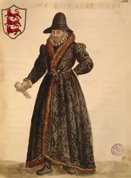 Ambasador angielski, Jan van Grevenbroeck lub Giovanni Grevembroch (1731-1807), Gli Abiti de Veneziani, z ilustrowanej księgi kostiumów, akwarela