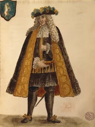 Ambasador Sardynii, Jan van Grevenbroeck lub Giovanni Grevembroch (1731-1807), Gli Abiti de Veneziani, z ilustrowanej księgi kostiumów, akwarela