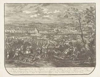Żużel bij Senta, 1697 Widok i przedstawienie bitwy pod Zenta, podanej 11 września 1697 (tytuł na obiekcie)