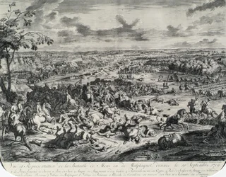 Sceny bitewne z: Dumont et Rousset, Histoire militaire du Prince Eugene (1663-1736), seria ośmiu rycin