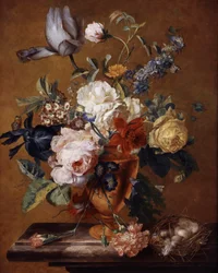 Kwiaty w wazonie. Obraz Jana van Huysuma (1682-1749) Kolekcja prywatna.