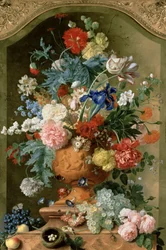 Kwiaty w terakotowym wazonie, 1736