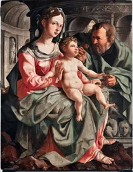 Święta rodzina Obraz Jana Van Scorela (1495-1562) 1522 Dim 130x100 cm Genes, Musei di Strada Nuova (ex Palazzo Bianco) Włochy