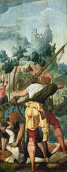 د ورجین شهادت، د سینټ ارسولا د تریپټیچ څخه ښی تخته او یوولس زره ورجین، c.1539 پولی
