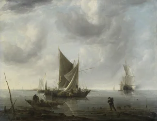 Statki na kotwicy na spokojnym morzu, ok. 1640-1679 (olej na płótnie)