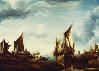 Wizyta właściciela stadniny, księcia Frederika Hendrika, we flocie Stanów Generalnych w Dordrecht w 1646 r., przed 1649 r.