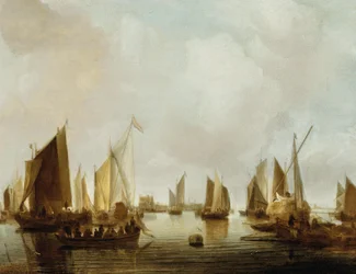 niderlandzki: statki w ujściu rzeki port morski