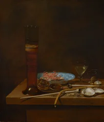 Martwa natura z przyborami do palenia i krabami, 1657