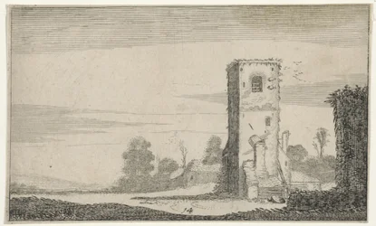 Ruïne van een toren w een landscape Ruiny (tytuł serii) (tytuł serii)