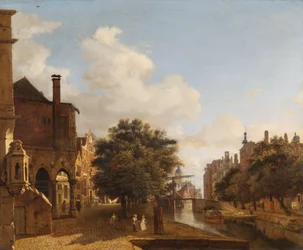 Fantazja architektoniczna, z Ratuszem Staromiejskim, Amsterdam ok. 1667-72 (olej na desce dębowej)