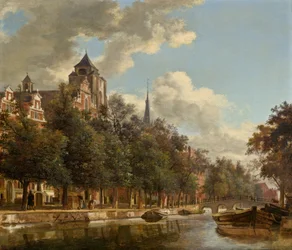 Widok w dół holenderskiego kanału, ok. 1670 (olej na panelu)