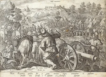 Bitwa pod Mons Regionis, tablica z "Historii Medyceuszy", wyryta przez Philipa Galle