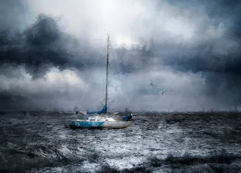 Żaglówka na wzburzonym oceanie