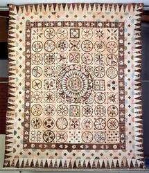 Patchworkowa narzuta na łóżko, Irlandia, 1850-60 (materiał)