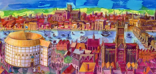 Shakespeares Globe Theatre w Southbank, 2006 (atrament i gwasz)