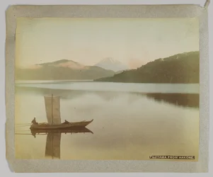 Fujiyama z Hakone, prefektura Kanagawa, Japonia (ręcznie kolorowane czarno-białe zdjęcie)