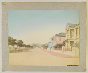 The Bund, Kobe, Japonia (ręcznie kolorowane czarno-białe zdjęcie)