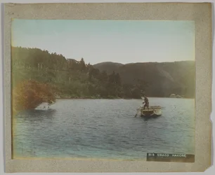 Ubako, Hakone, Prefektura Kanagawa, Japonia (ręcznie kolorowane czarno-białe zdjęcie)