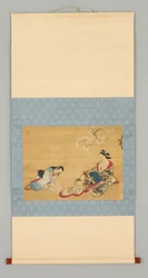 Kurtyzana i służący wybierający kimono
Projekty, ok. 1700 (kolor i tusz na jedwabiu)