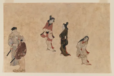 Wczesne malowanie ukiyo-e (tusz, kolor i złoto na papierze)