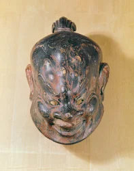 Maska Gigaku, okres Nara (645-794) (drewno polichromowane)