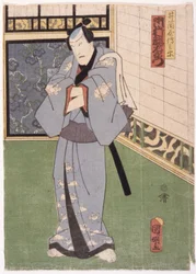 Ichimura Uzaemon w roli Izutsuyi Denbei (drzeworyt kolorowy)