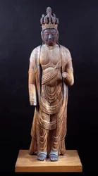 Juichimen Kannon (jedenastogłowy Kannon), okres Heian, początek X w. (solidna konstrukcja z bloczków drewnianych ze śladami polichromii)