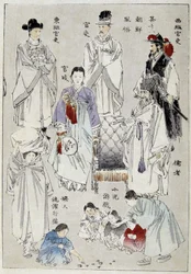 Korea: tradycyjne stroje szlachty - druk japoński