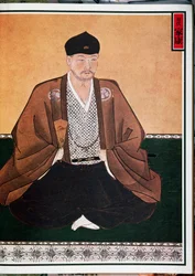 Portret Tokugawy Ieyasu (1542-1616), założyciela dynastii o tej samej nazwie jako siogun, Japonia