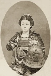 Portret wojowniczki z kwiatami we włosach, ok. 1895