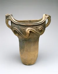 Garnek z wzorem Whorl, ok. 7500-300 pne (glina ceramiczna nisko wypalona)