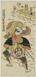 Shinozuka Shigehiro, gubernator prowincji Iga, lata 20. XVIII w. (ręcznie kolorowany drzeworyt)