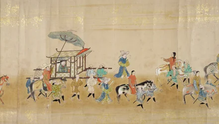 Szósta ambasada Korei w Japonii w Meireki 1 w czasie sukcesji Tokugawy Ietsunas w 1651, prawdopodobnie przez Kano Masunobu (1625-94) (malowanie przewijane) (szczegół) (patrz także 120833)
