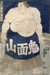 Zapaśnik sumo (kolorowy drzeworyt)