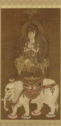 Bodhisattwa - Fugen (Fugen Bosatsu) Okres Heian (atrament, złoto i srebro na jedwabiu)