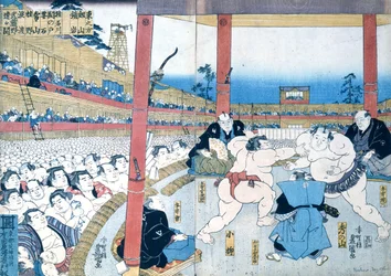 Tradycyjne zapasy w Japonii: zapaśnicy sumo,