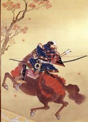 Muneta wojownika. Obraz na jedwabiu School Tosa, autor Chikana Morizumi dit Hsien. XVIII wiek.Museo Chiossone. Geny