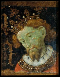 Alfons III des Asturias, zwany Le Grand - Alfons III (1265-1291), Król Aragonii - Peinture de Jaume (Jaime) Mateu (1382-1452) - 1427 - Tempera na panelu - 56,5x45,2 - Narodowe Muzeum Sztuki Katalonia, Barcelona