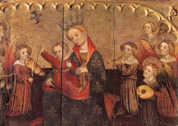 Komora z ołtarza z Muzykami Matki Boskiej z Dzieciątkiem i Aniołem, pocz. XV w. (tempera na drewnie)