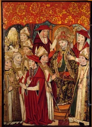 Wybór św. Fabiena na Papauta (236 do 250). Obraz Jaime Huguet (1415-1492)