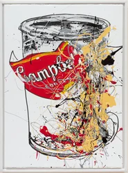 Puszka zupy 6 Campbells, 2019 (farba domowa i tusz na płótnie)