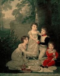 Czworo dzieci Joachima Murata i Karoliny Bonaparte (od lewej: Letizia)